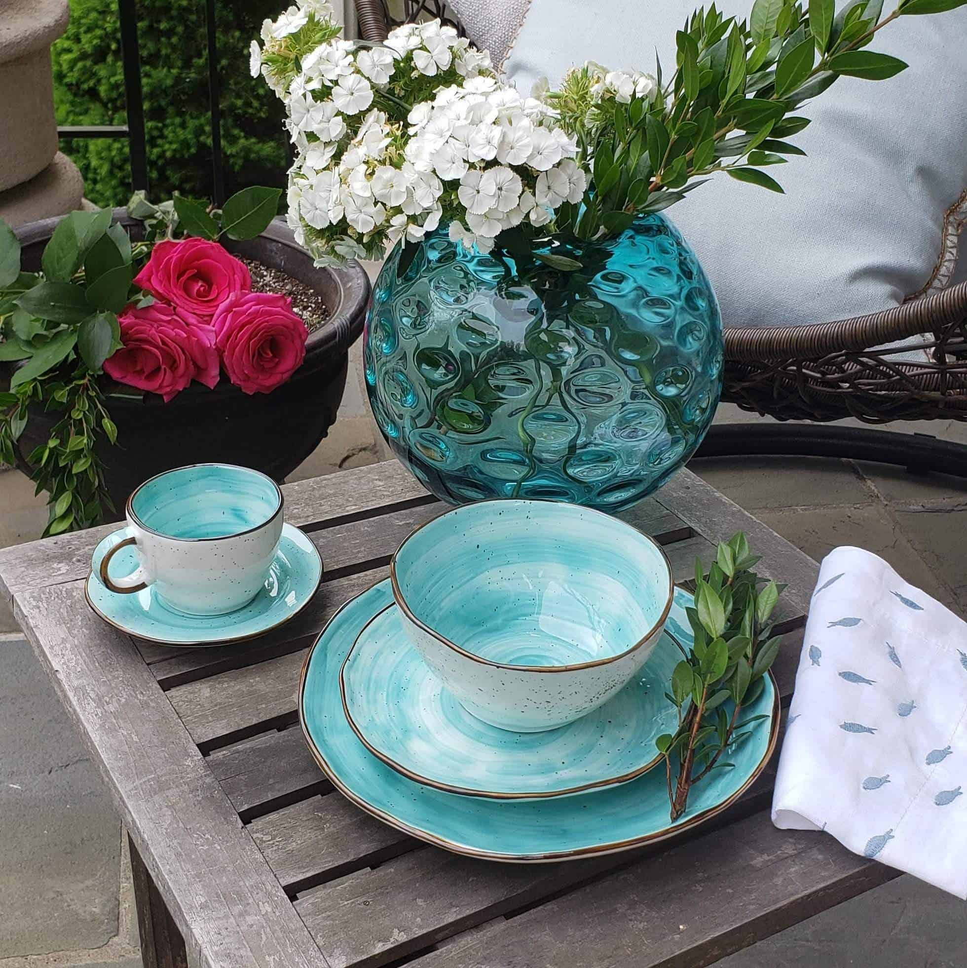 Cabana Turquoise Dinnerware - 20 Piece Set - Che Cose Belle