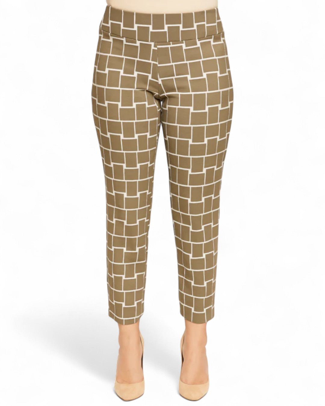 Krazy Larry P507 Pull on Pant - Taupe Ivory Cubes - Che Cose Belle