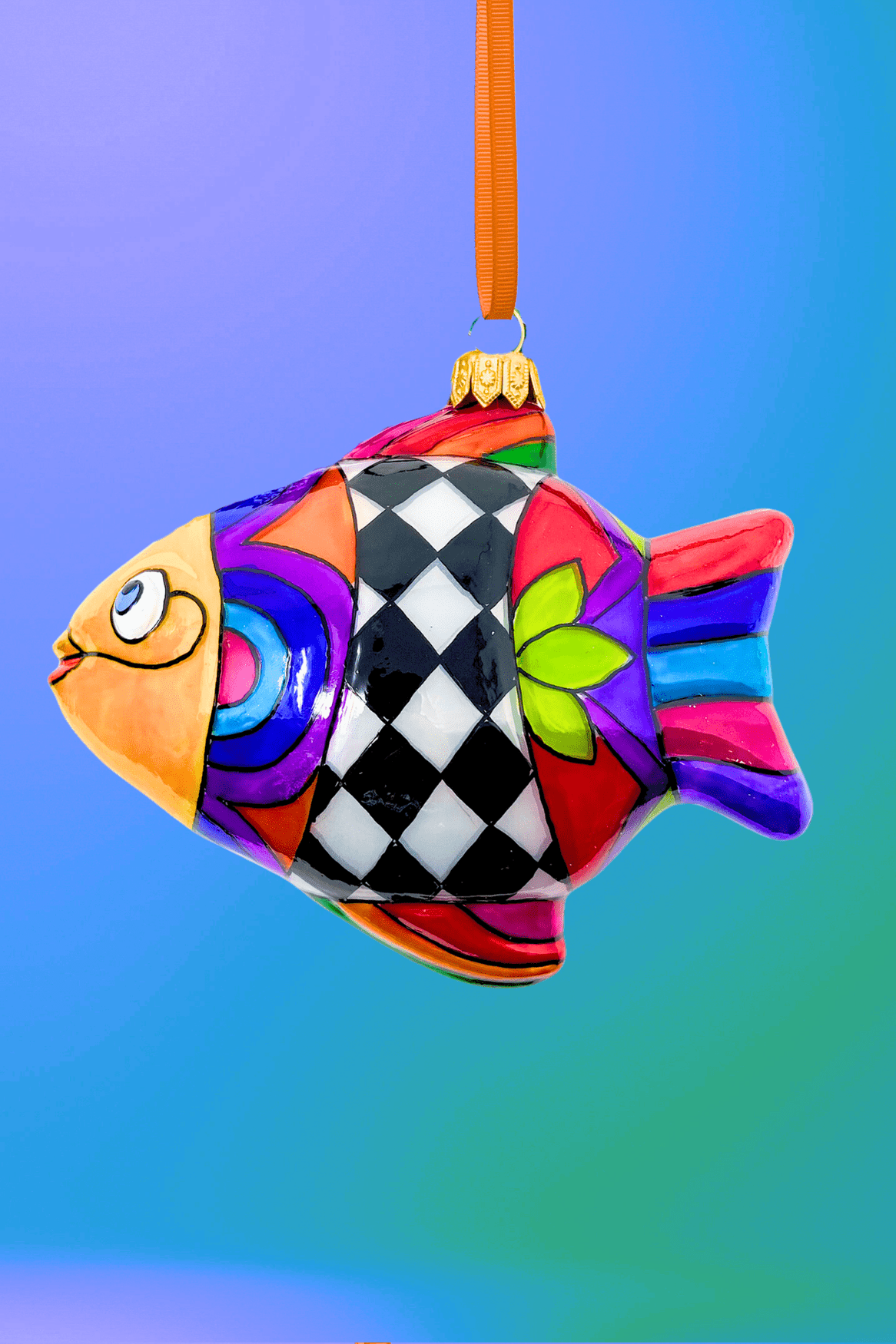 Majolica Fish Polish Glass Ornament - Che Cose Belle
