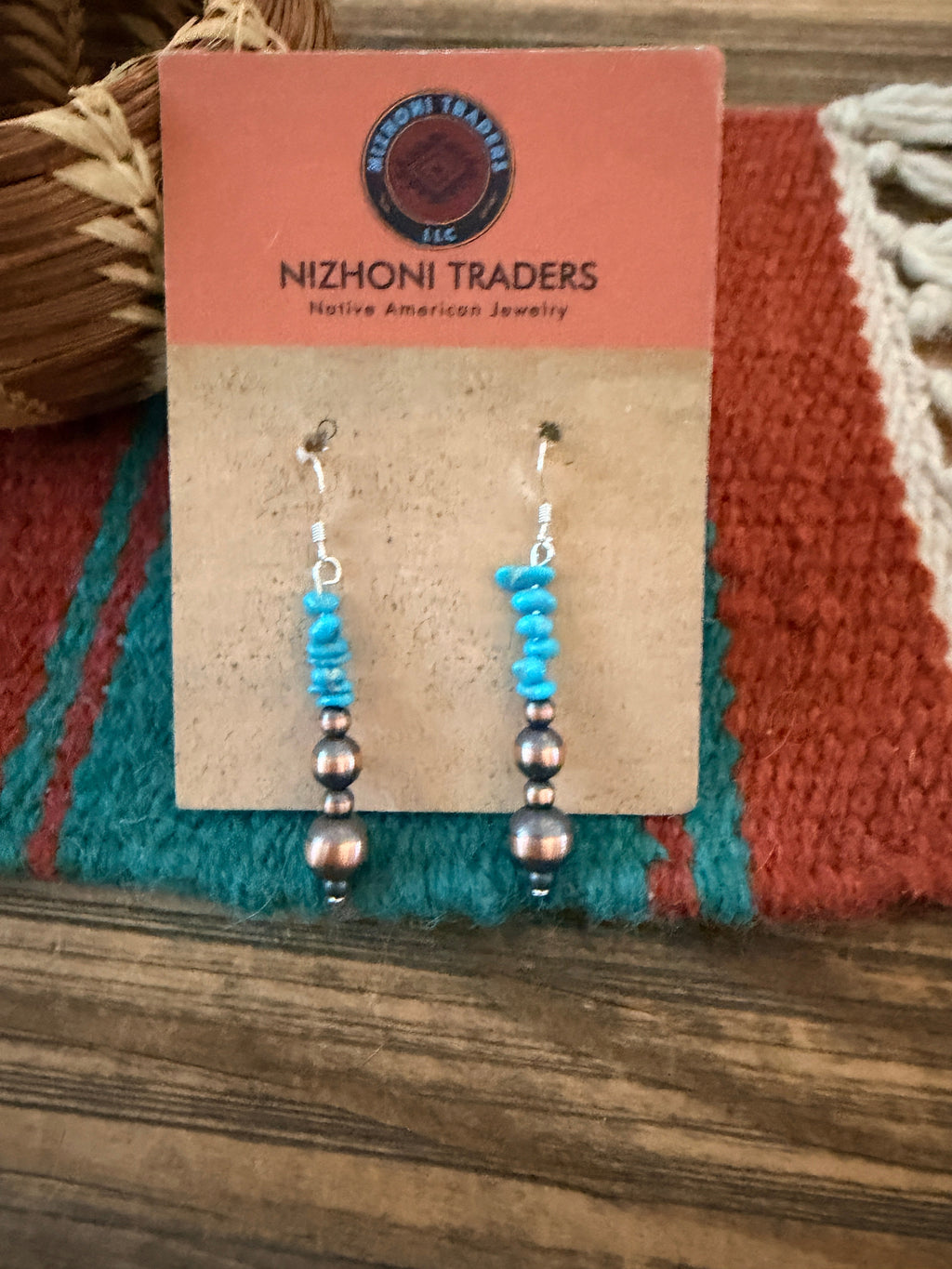 Handcrafted Copper & Turquoise Beaded Dangle Earrings