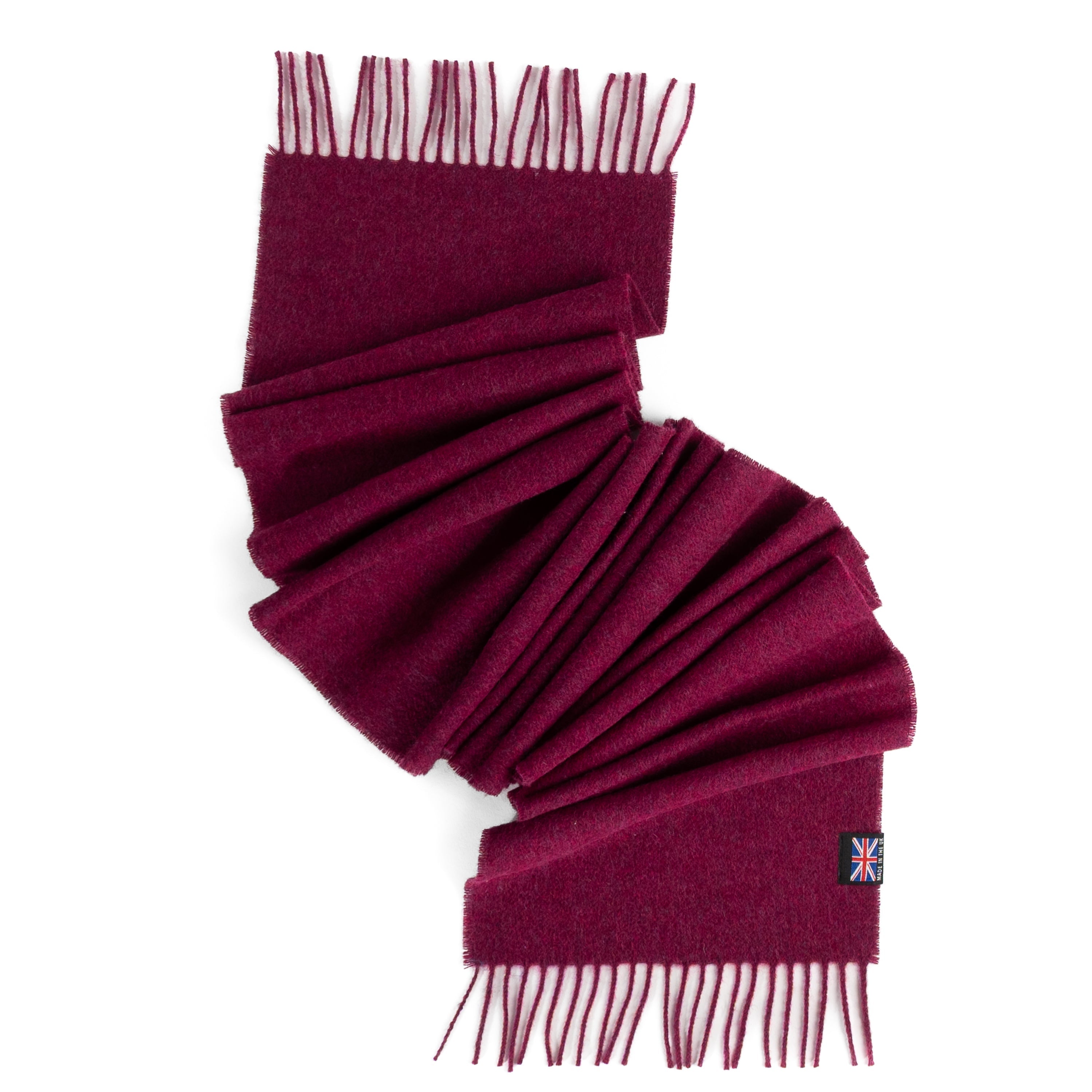 Fringed Merino Wool Scarf - Crimson
