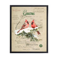 Vintage Painting of Cardinals on a distressed bookplate background