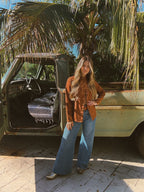 John Wayne Western Pearl Snap Button Up Top In Brown