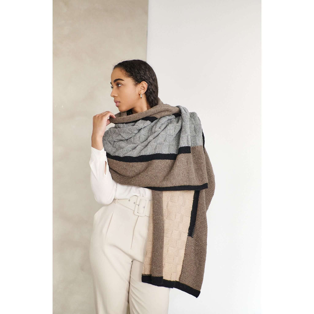 Plush Muhu Brown Gray Hand Knitted Alpaca Blanket Shawl
