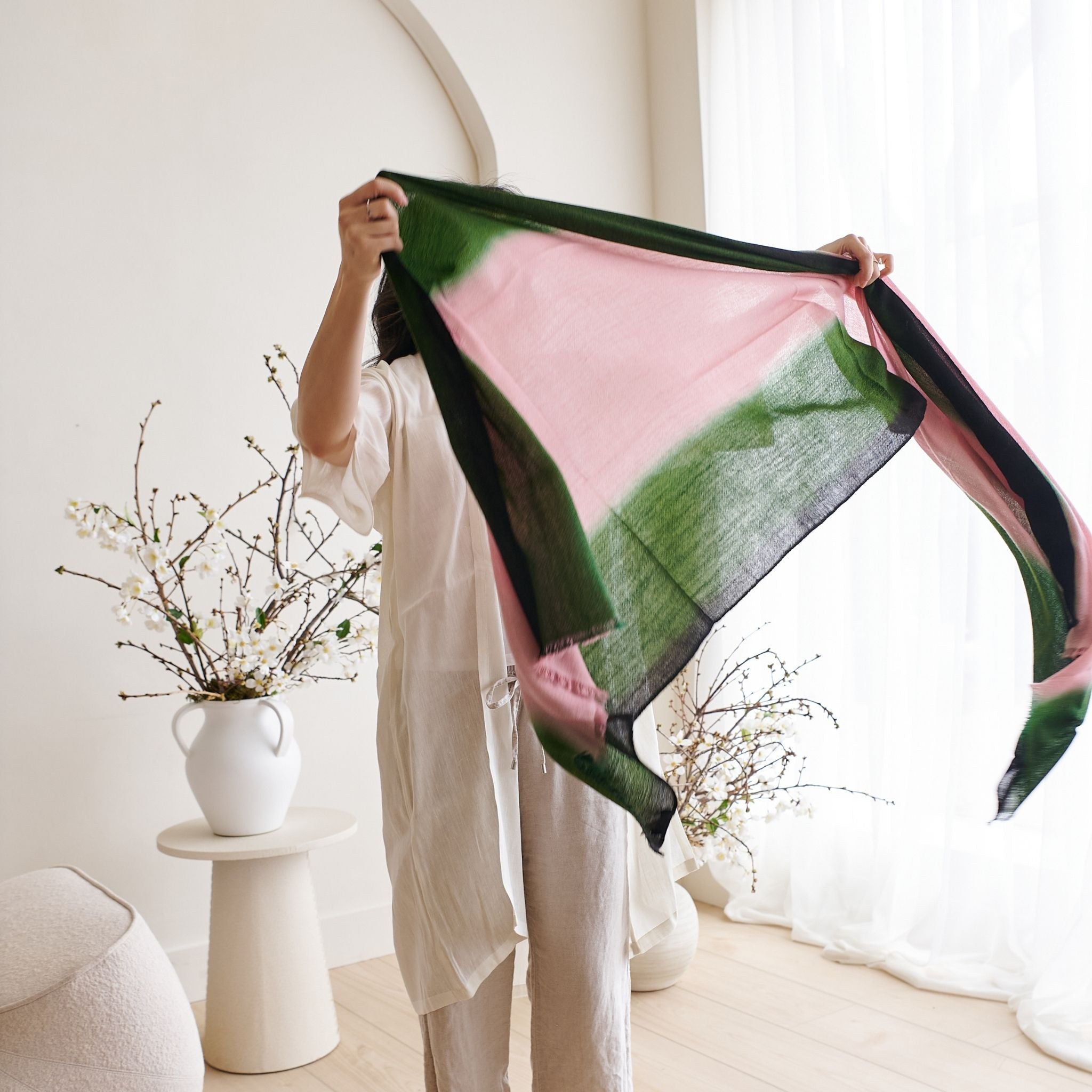 Iris Kiwi Cashmere Merino Handwoven Scarf