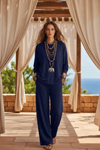 Women's Batwing-Sleeve Oversized Top & Wide-Leg Pants Set