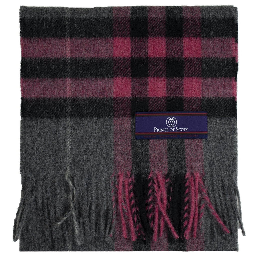 Heritage Plaid Fringed Merino Wool Scarf - Cambridge Grey