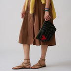 XLarge Convertible Pouch - Safari Kuba with Red Beaded Heart