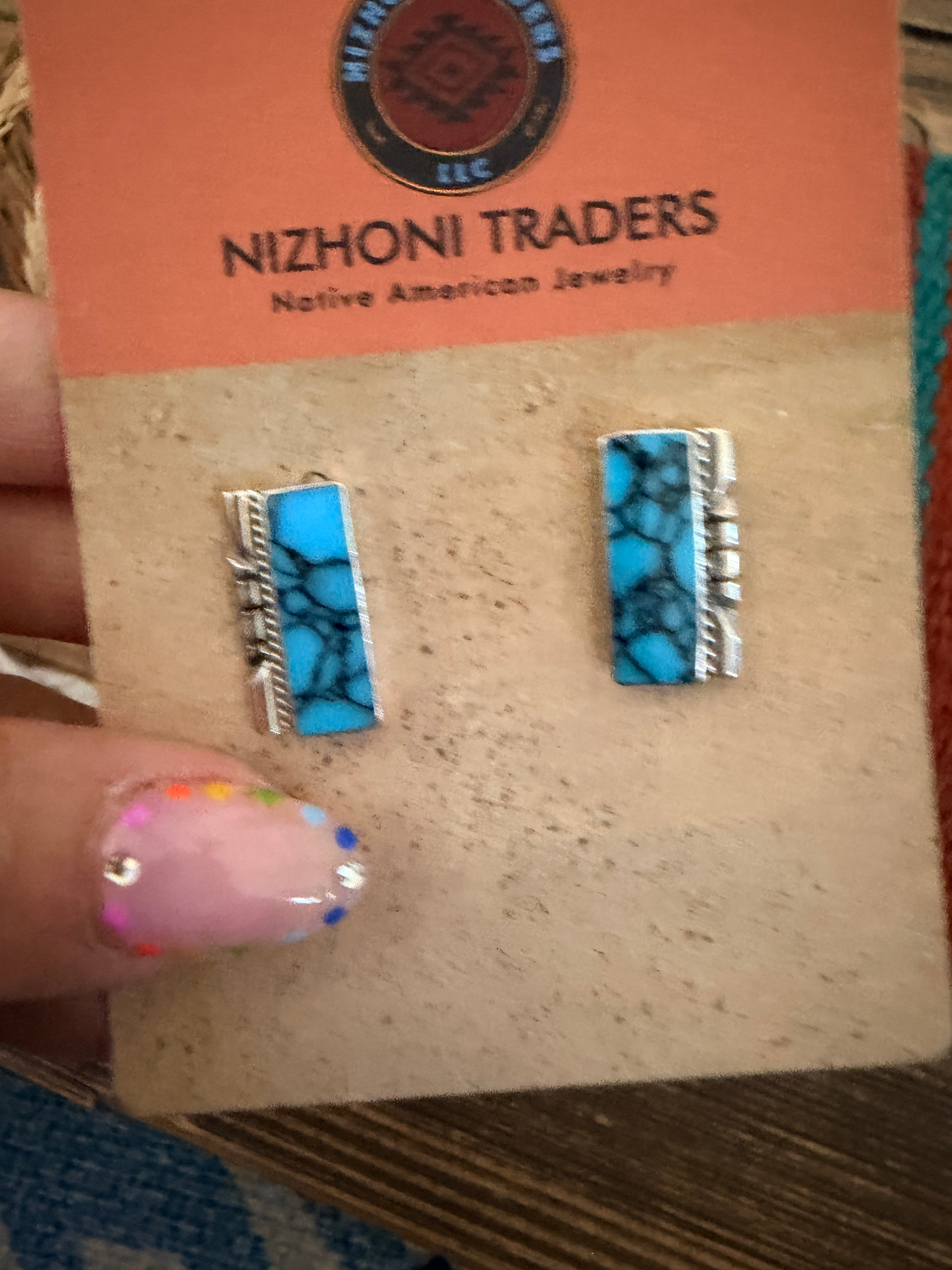 Handcrafted Old Pawn Sterling Silver & Turquoise Post Earrings