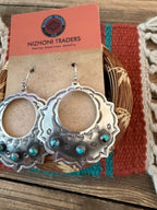 Handmade Sterling Silver & Turquoise Concho Dangle Earrings by Kimari Somers