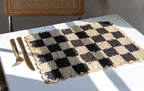Black checked Placemat, Rectangular raffia tabletop