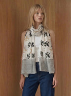 Fleur de Lis Scarf on White