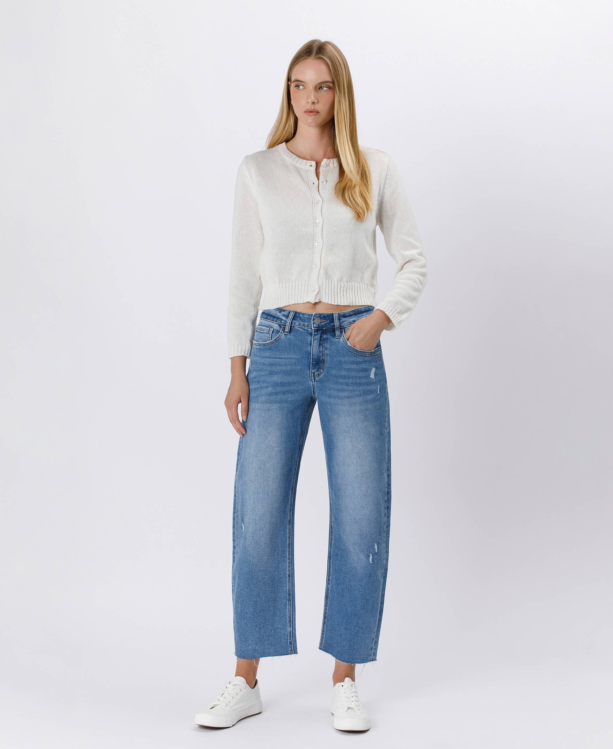 Lovervet by VERVET High Rise Mild Barrel Jeans: Her Possession