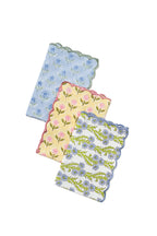 Mona Scallop Embroidered Blockprint Napkins in Blue, Set of 4