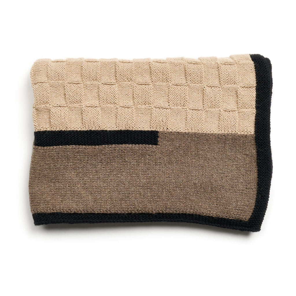 Plush Muhu Brown Gray Hand Knitted Alpaca Blanket Shawl