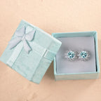 Colored Sunflower Halo Moissanite Stud Earrings in Silver