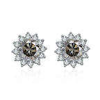 Colored Sunflower Halo Moissanite Stud Earrings in Silver