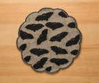 Halloween Bat Beaded Placemat Handmade Round Black Gold Table Decor Gothic Dining Mat Scalloped Edge Spooky Party Setting Gift