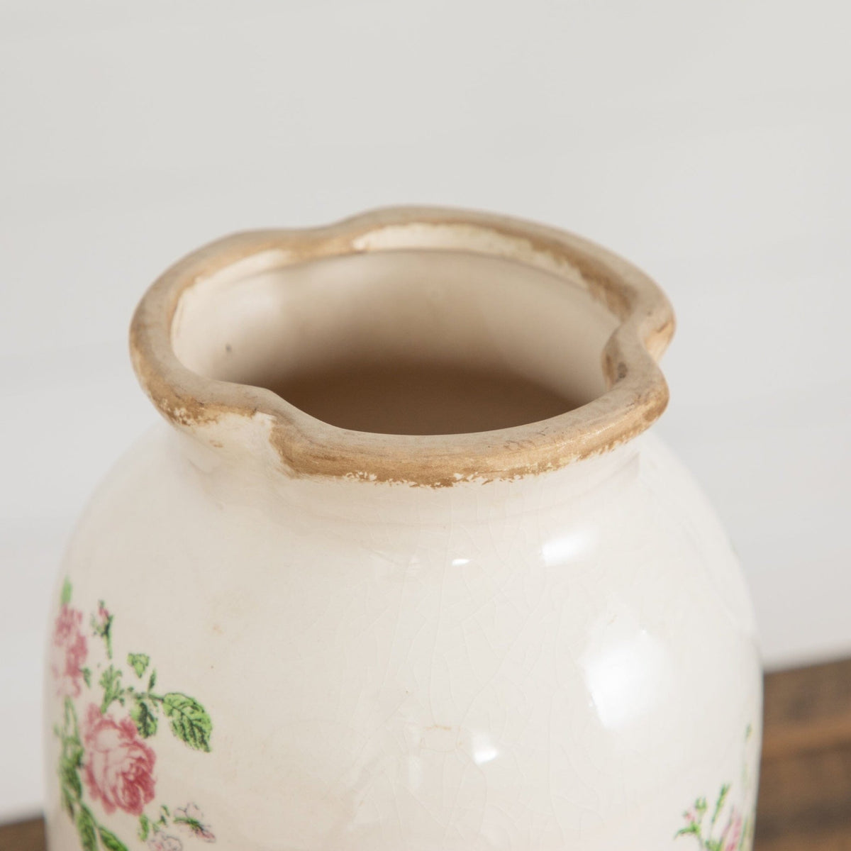 10” Floral Print Tuscan Ceramic Scroll Urn - Che Cose Belle