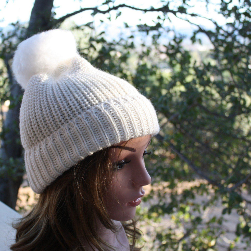 100% Alpaca Pom-Pom Channel Beanie Hat - Che Cose Belle