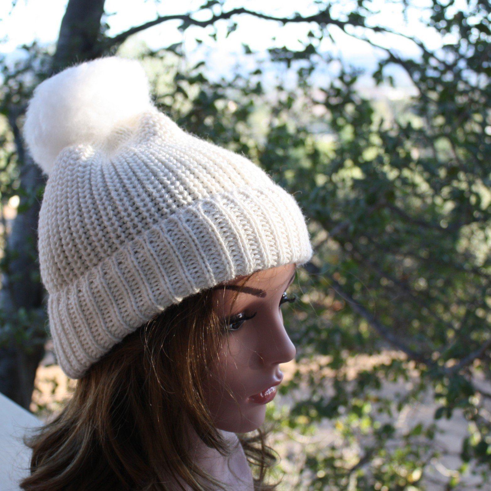 100% Alpaca Pom-Pom Channel Beanie Hat - Che Cose Belle