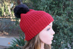 100% Alpaca Pom-Pom Channel Beanie Hat - Che Cose Belle