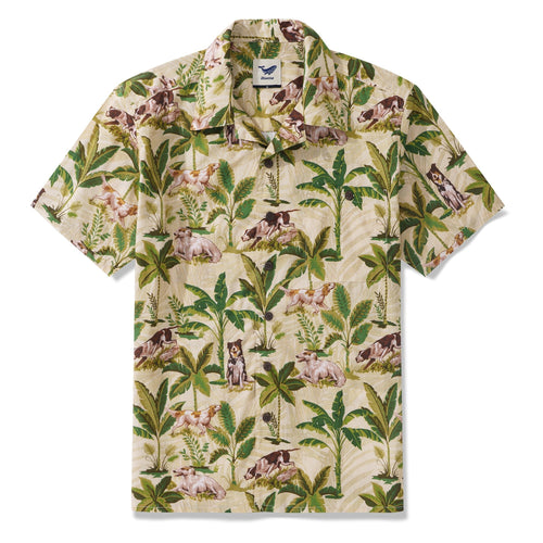 100% Cotton Hawaiian Shirt For Men International Dog Day Camp Collar Shirt - Che Cose Belle