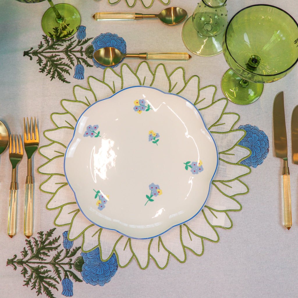 100% Organic Cotton - Toile de Blu Hortensia Tablecloth - Che Cose Belle