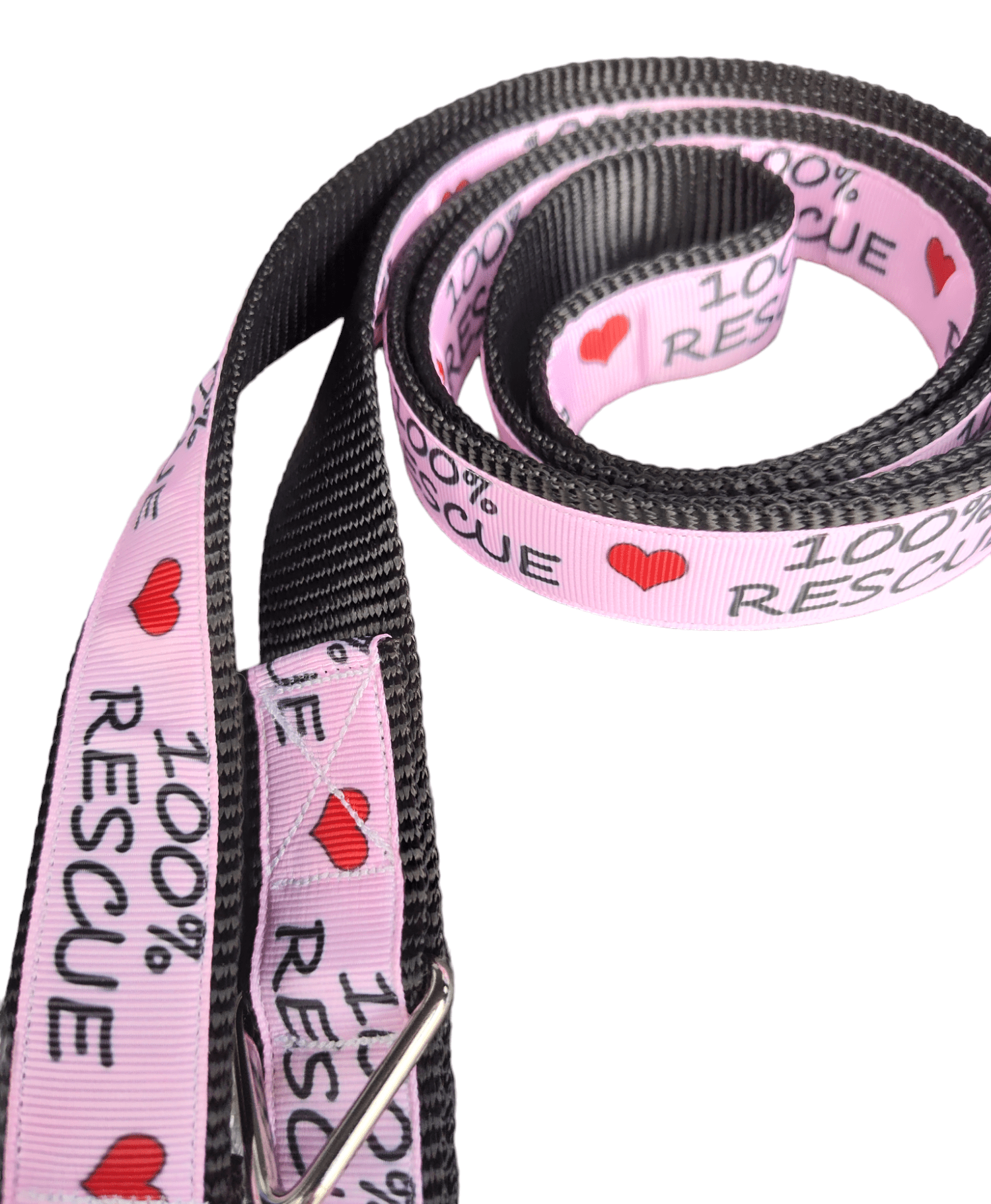 100% Rescue Black Nylon Dog Collar MD, LG, XL, Leash - Che Cose Belle