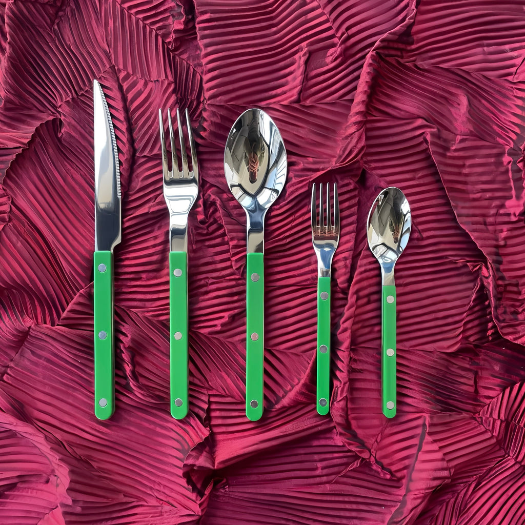 S/10 French Retro Flatware Set, Stainless Steel Rivet Cutlery Silverware