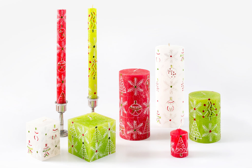 Whimsy Christmas Painted Candles