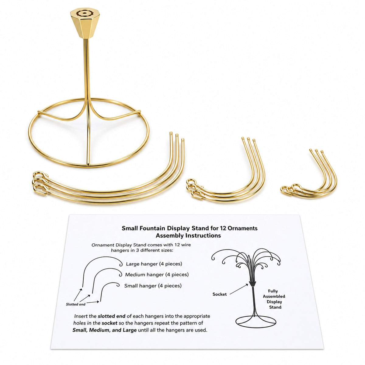 12-Arm Spiral Fountain Brass Gold Metal Ornament Stand Display 11.5 Inches (Taiwan) - Che Cose Belle