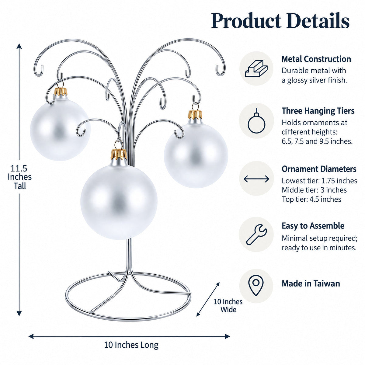 12-Arm Spiral Fountain Brass Silver Metal Ornament Stand Display 11.5 Inches (Taiwan) - Che Cose Belle