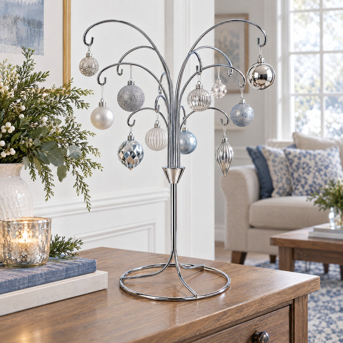 12-Arm Spiral Fountain Brass Silver Metal Ornament Stand Display 11.5 Inches (Taiwan) - Che Cose Belle