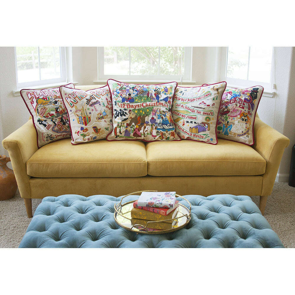 12 Days of Christmas Hand-Embroidered Pillow - Che Cose Belle