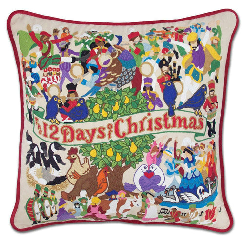 12 Days of Christmas Hand-Embroidered Pillow - Che Cose Belle