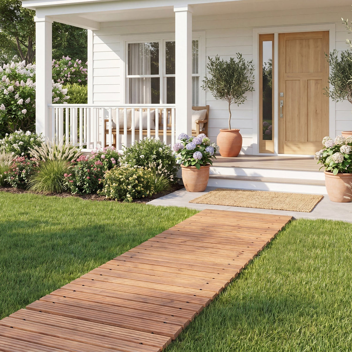 12 FT Wooden Garden Pathway 22 Inches Wide Outdoor Roll out Straight Walkway - Che Cose Belle