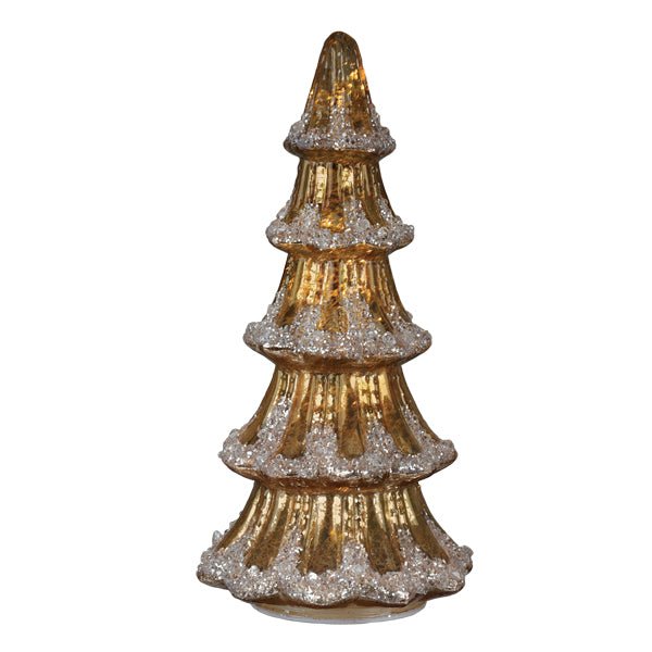 12" Lit Gold Mercury Glass Tabletop Tree - Che Cose Belle