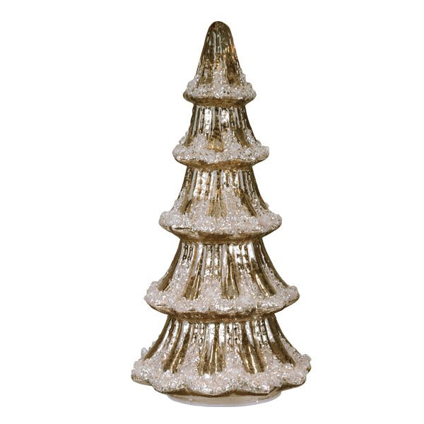 12" Lit Gold Mercury Glass Tabletop Tree - Che Cose Belle