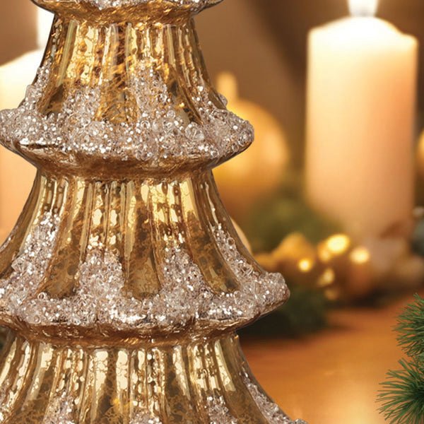 12" Lit Gold Mercury Glass Tabletop Tree - Che Cose Belle