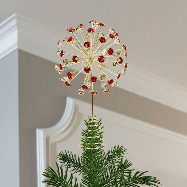 12" Red Crystal Burst Tree Topper - Che Cose Belle