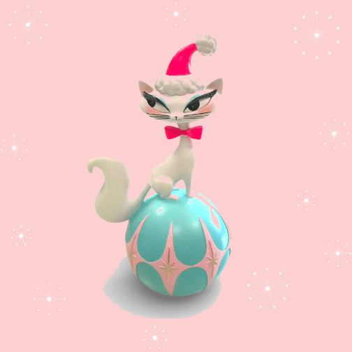 12" Swanky Christmas Kitty Figurine | Miss Fluff December Diamonds - Che Cose Belle