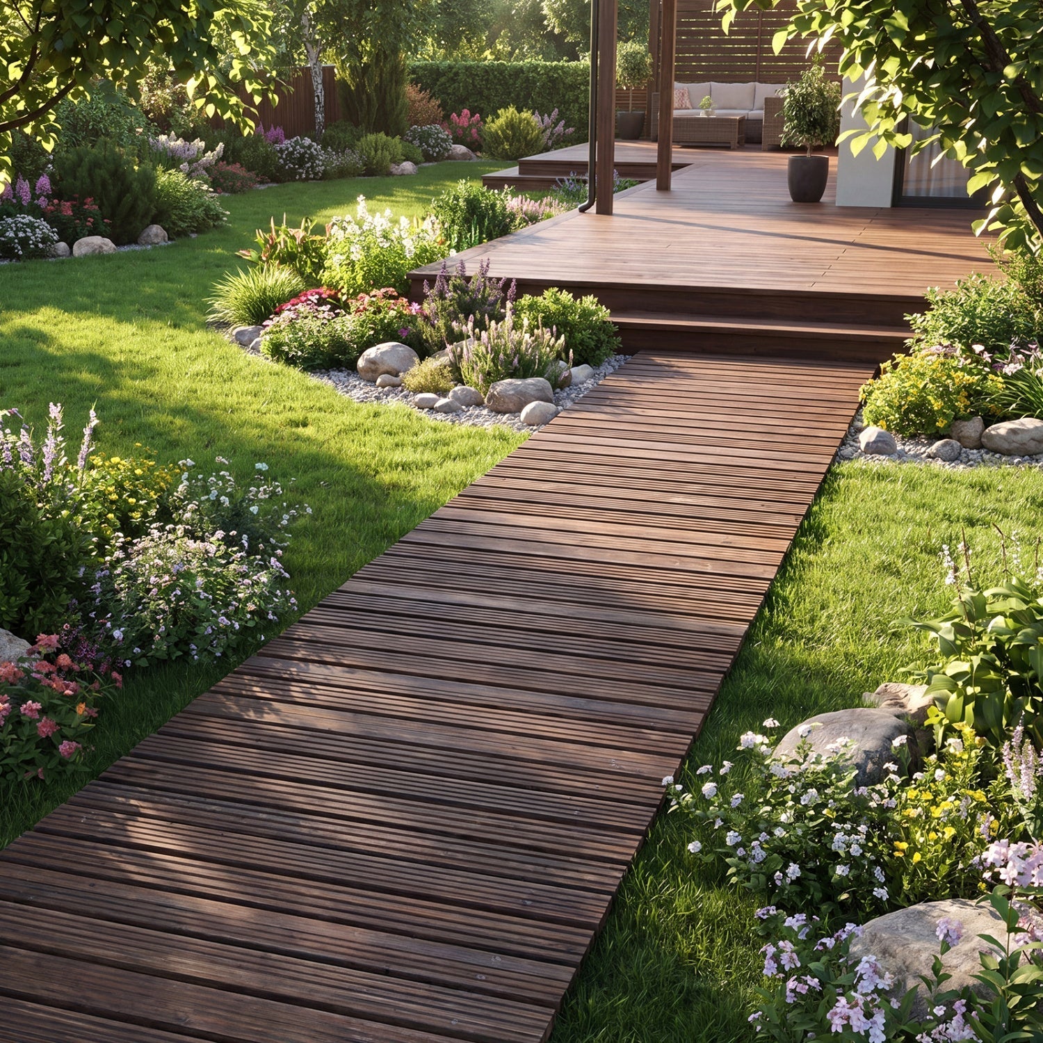 12 FT Wooden Garden Pathway 22 Inches Wide Outdoor Roll out Straight Walkway