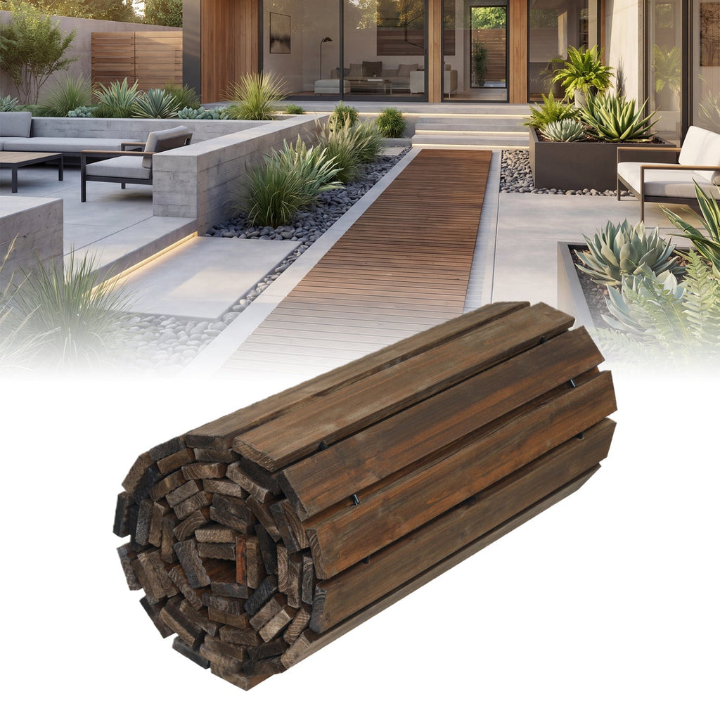 12 FT Wooden Garden Pathway 22 Inches Wide Outdoor Roll out Straight Walkway