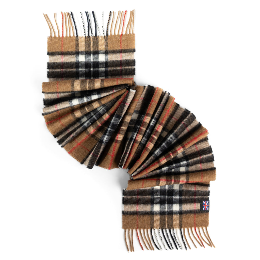 Prince of Scots Merino Lambswool Tartan Scarf (Thompson Camel)