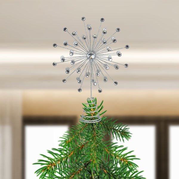 13" Silver Crystal Burst Tree Topper - Che Cose Belle