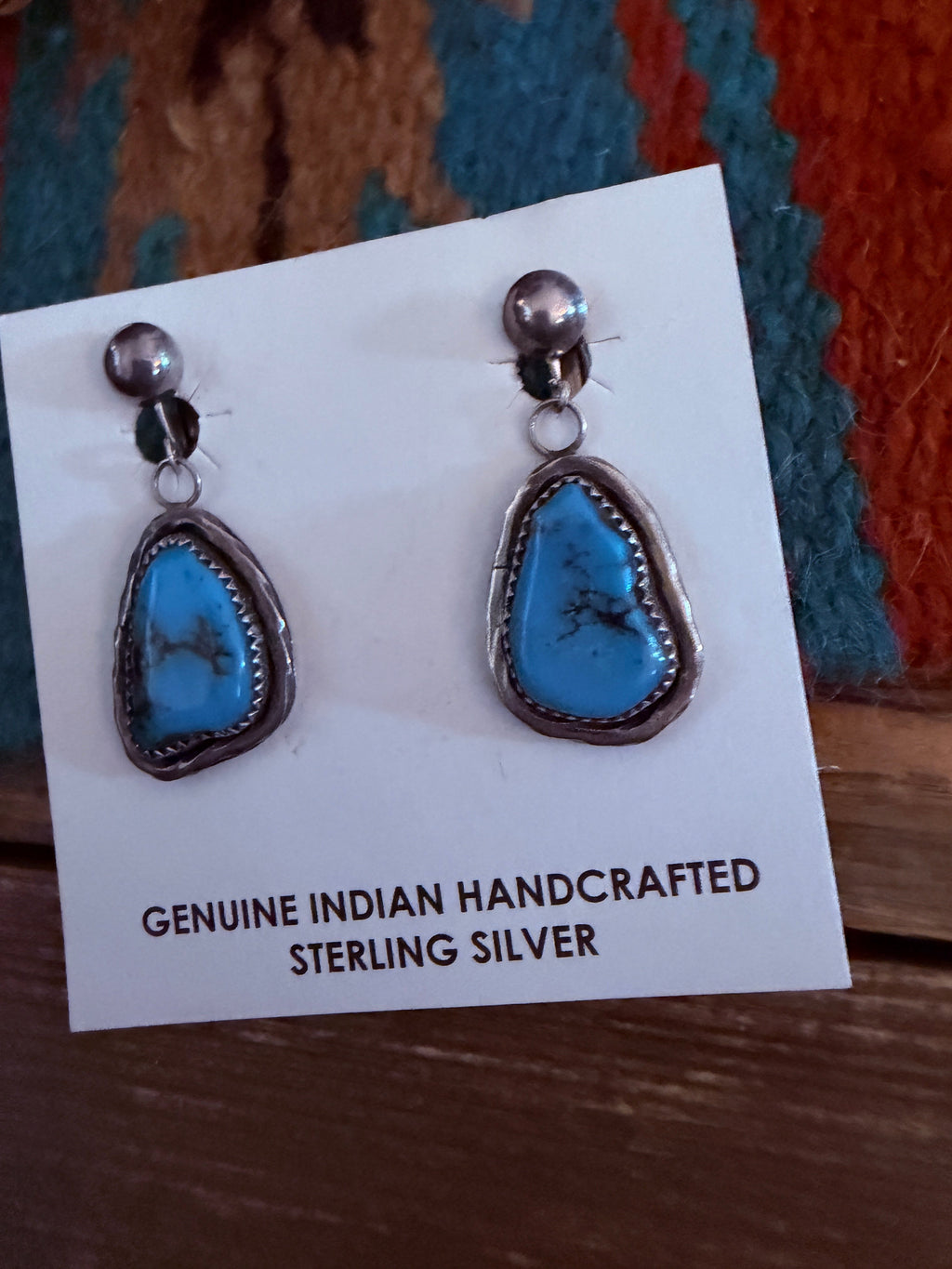 Handcrafted Old Pawn Sterling Silver & Turquoise Dangle Earrings