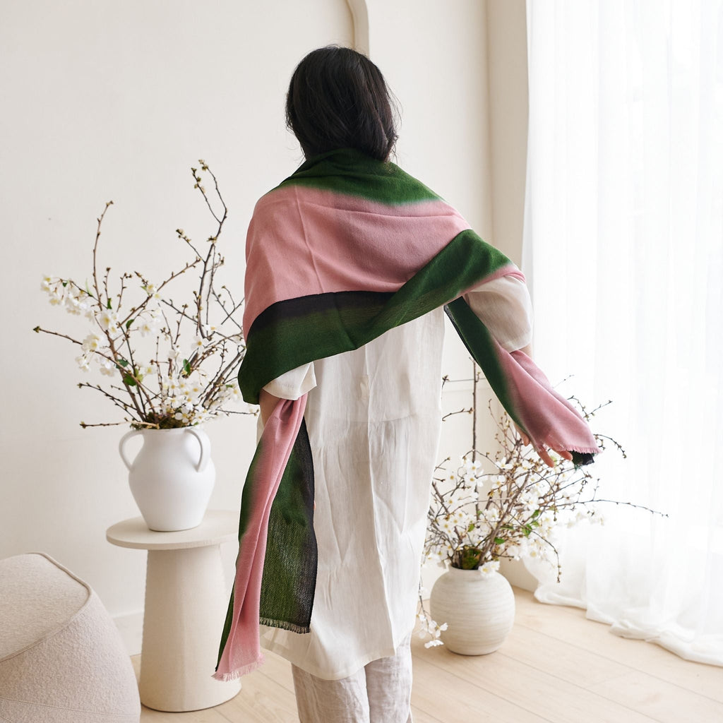 Iris Kiwi Cashmere Merino Handwoven Scarf