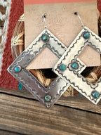Handmade Sterling Silver & Turquoise Concho Dangle Earrings by Kimari Somers