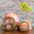 Petite Watercolor Pressed Floral Candle - Luna Flower